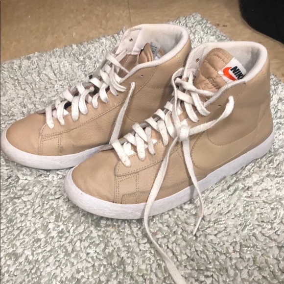 tan nike high tops womens